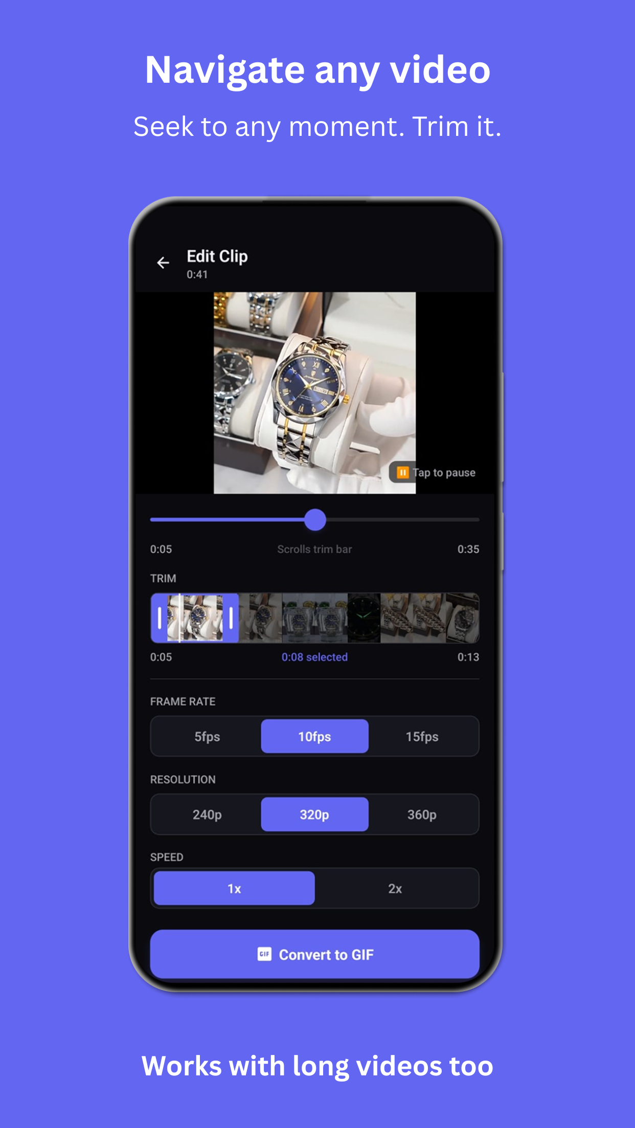 GifDrop converting a video to a GIF
